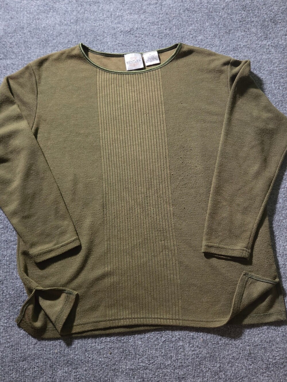 TR Bentley Olive Green Long Sleeve Knit Sweater Medium - Picture 6 of 8